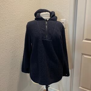 Tommy Hilfiger Women’s Black Fleece Zip Up Hooded Jacket Thumb Holes NWT Sz M